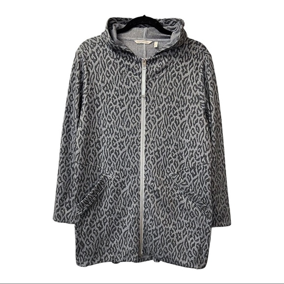 Soft Surroundings Lyra Jacket Grey Animal Leopard Print Size L Large - Picture 1 of 8